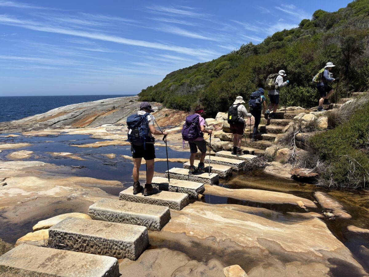 Sandstone stairs hiking the Royal National Park