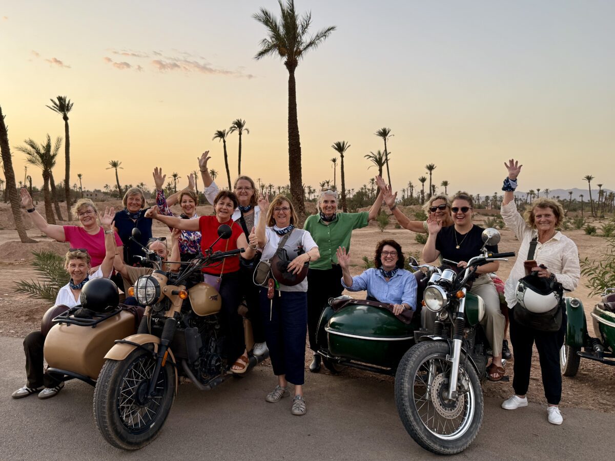 Riding Sidecars in Marrakech is a cool thing to do for women hikers