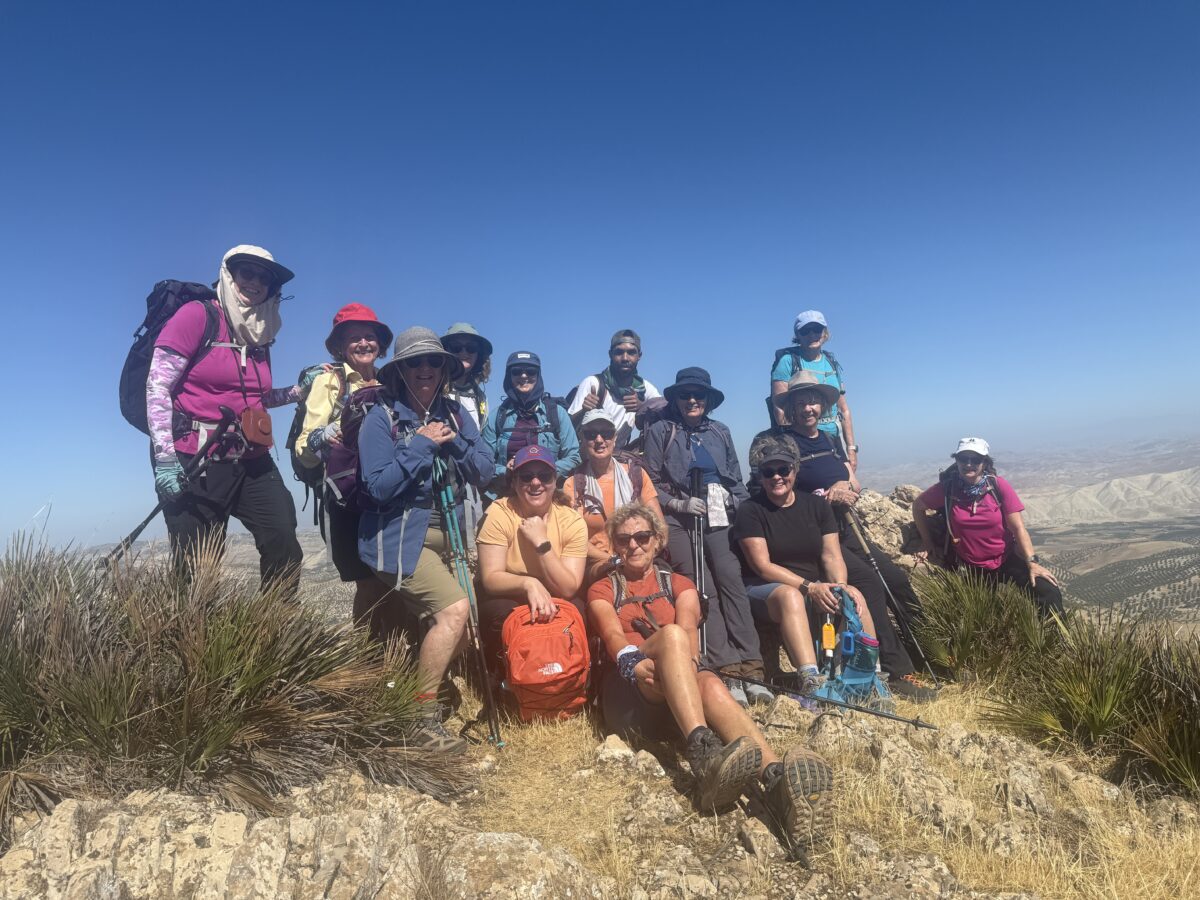 Women hikers at the summit of Mt Zalagh in Morocco